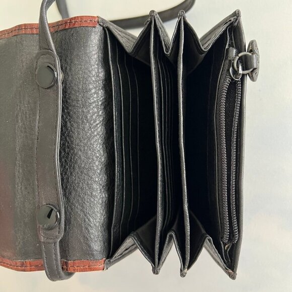 Brighton 1996 Metal Heart Chestnut Croc & Black Leather Mini Purse - Picture 6 of 6